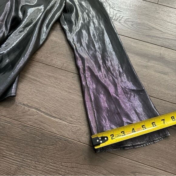 Anthropologie Delfi Collective Metallic Mixed Design Silk Blouse Small Tie Front - Picture 7 of 11